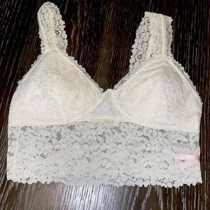 White vintage lace under the jacket or blazer top